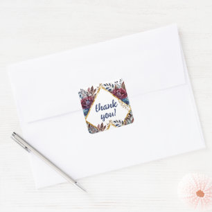 Stunning Sophistication Jewel-Toned Peony Wedding Square Sticker