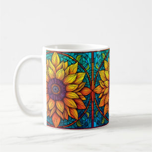 Stunning Stained Glass Flowers Sunflower Coffee Mug
