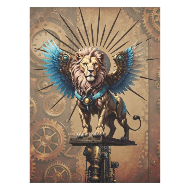 Stunning steampunk lion  tablecloth (Front)