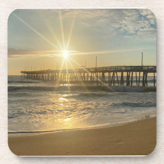 Stunning Sunrise at Virginia Beach Pier – Sunburst Coaster