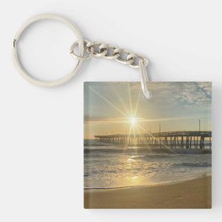 Stunning Sunrise at Virginia Beach Pier – Sunburst Key Ring