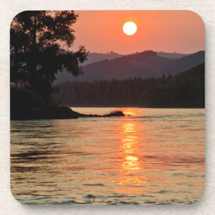 Stunning Sunrise Over Katun River Photo Coaster