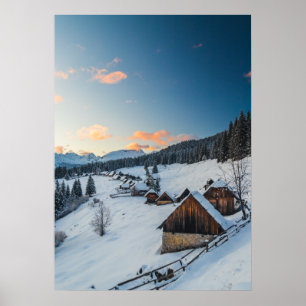 Stunning sunset at Zajamniki, Slovenia Poster