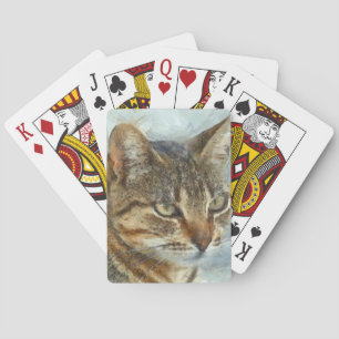 Stunning Tabby Cat Close Up Graphite Pencil Portra Playing Cards