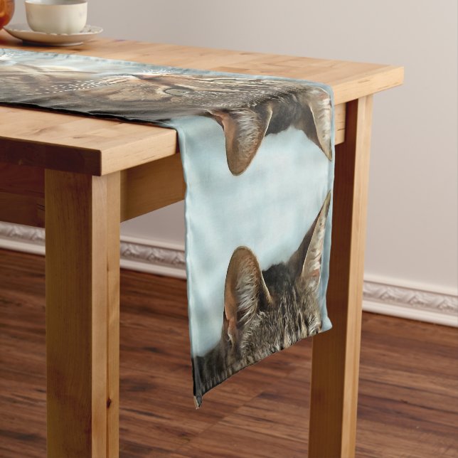 Stunning Tabby Cat CloseUp Artistic Portrait Short Table Runner (In Situ)