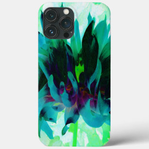 Stunning Teal and Black Cactus Dahlia iPhone 13 Pro Max Case