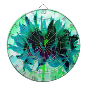 Stunning Teal and Black Cactus Dahlia Dartboard