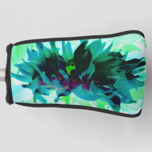 Stunning Teal and Black Cactus Dahlia Golf Head Cover