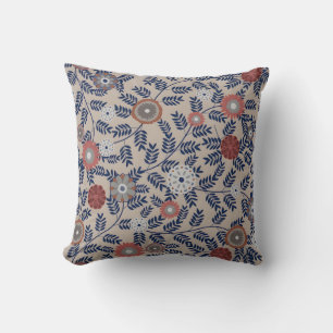 Stunning Teal and Magenta Foliage Pattern Cushion