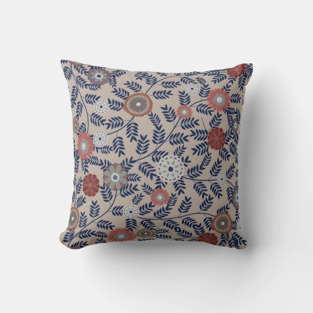 Stunning Teal and Magenta Foliage Pattern  Cushion (Front)