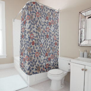 Stunning Teal and Magenta Foliage Pattern Shower Curtain