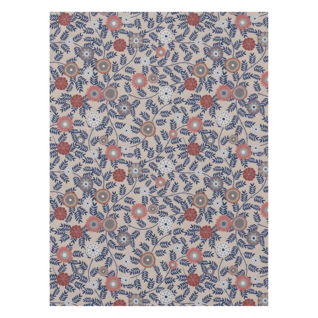 Stunning Teal and Magenta Foliage Pattern  Tablecloth (Front)