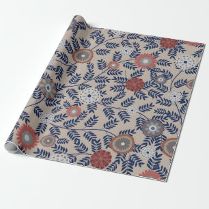 Stunning Teal and Magenta Foliage Pattern Wrapping Paper