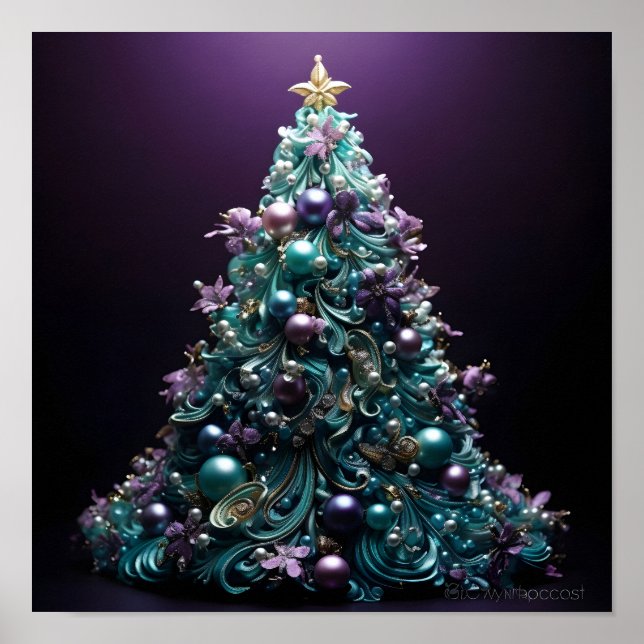 Stunning Teal and purple Christmas tree  Poster (Front)
