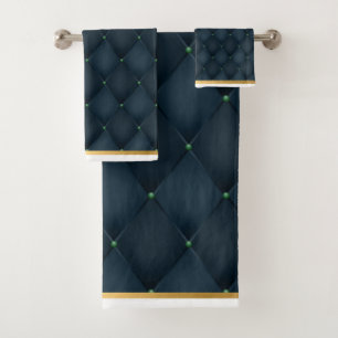 STUNNING TEAL BLUE WHITE BATHROOM TOWEL SET