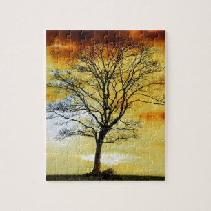 Stunning Tree, sunset nature scenery photo prints Jigsaw Puzzle