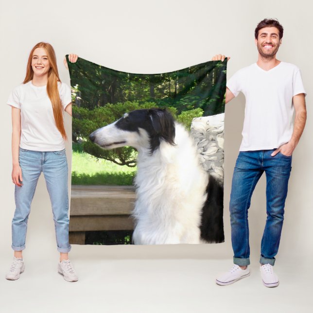 Stunning Tri Borzoi Plush Fleece Throw Blanket (In Situ)