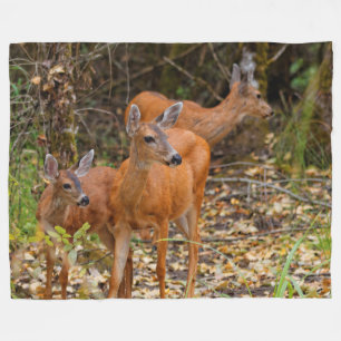 Stunning Trio of Blacktail Deer in the Forest Fleece Blanket