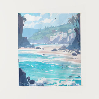 Stunning Tropical Beach and Ocean Waves Wall Art | Tapestry