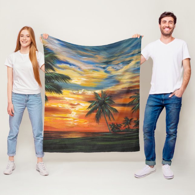 Stunning Tropical Sunset Fleece Blanket (In Situ)