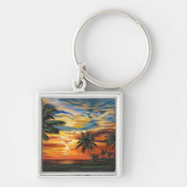 Stunning Tropical Sunset Key Ring (Front)