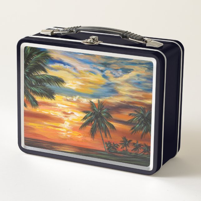 Stunning Tropical Sunset Metal Lunch Box (Front)