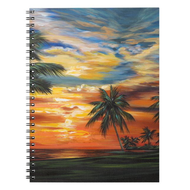Stunning Tropical Sunset Notebook (Front)