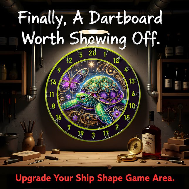 Stunning Turtle Butterfly Hunting Lodge Art Dartboard (Creator Uploaded)