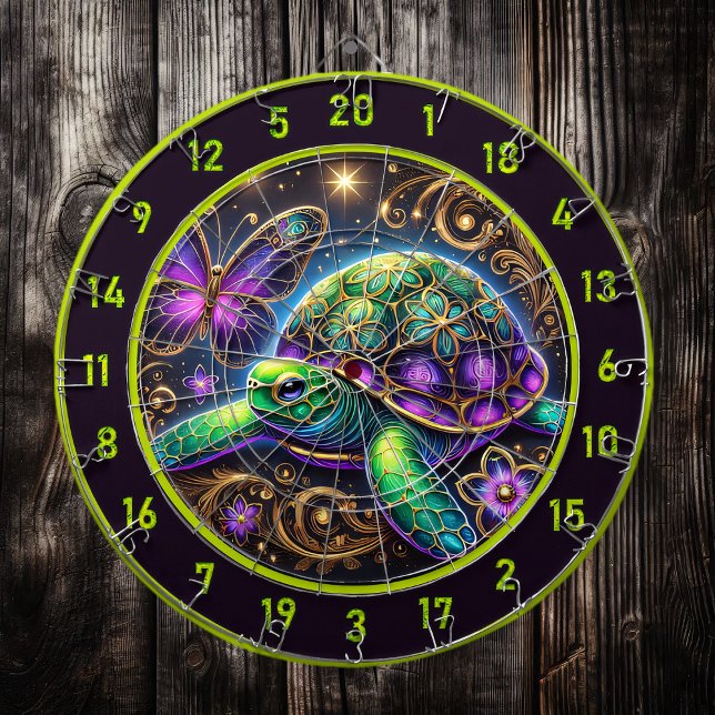 Stunning Turtle Butterfly Hunting Lodge Art Dartboard (Creator Uploaded)