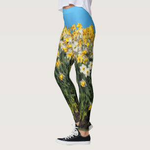 Stunning Two-Tone Daffodils Floral Photography Leggings