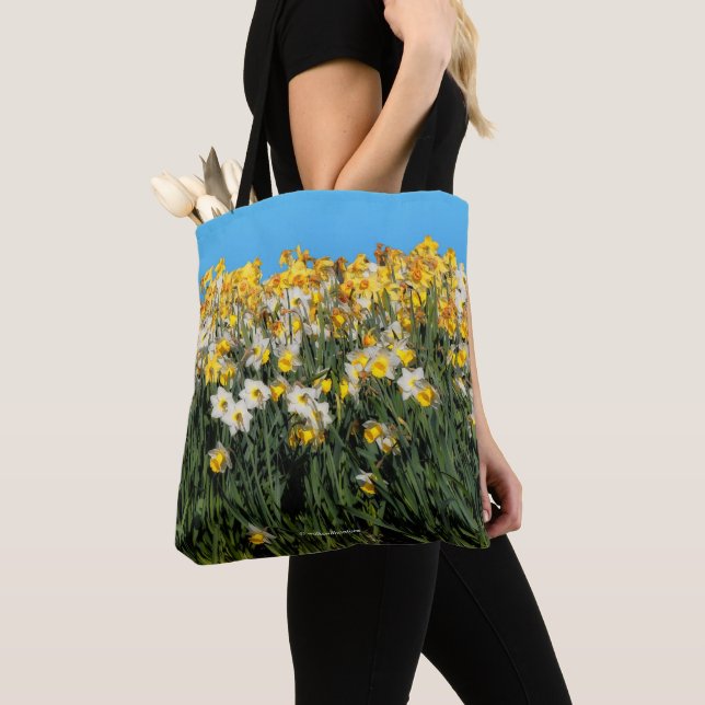 Stunning Two-Tone Daffodils Floral Photography Tote Bag (Close Up)