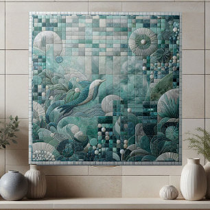 Stunning Underwater Aquamarine Crystal Blue Mosaic Ceramic Tile