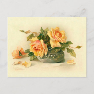 Stunning Victorian Roses in Bowl Catherine Klein Postcard