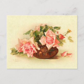 Stunning Victorian Roses in Bowl Catherine Klein Postcard