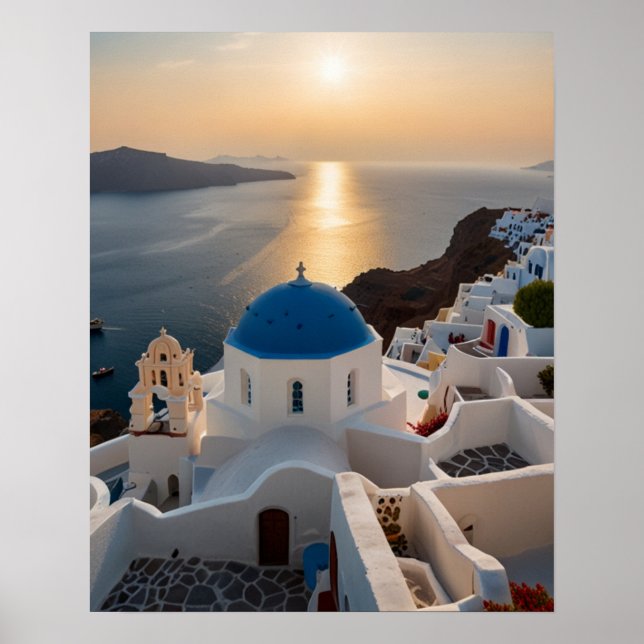Stunning view of Santorini Poster (Front)