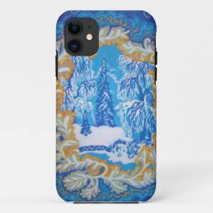 Stunning Vintage Blue Christmas Winter Wonderland iPhone 11 Case