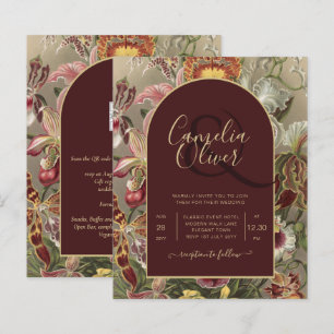 Stunning Vintage Botanical Burgundy Floral Weddin