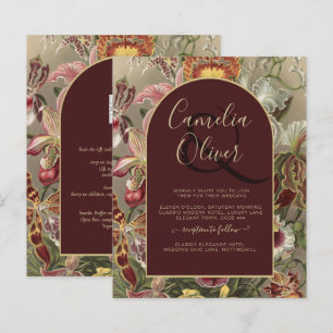 Stunning Vintage Botanical Burgundy Floral Weddin