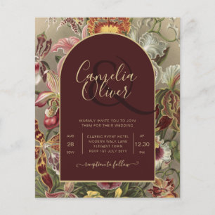 Stunning Vintage Botanical Burgundy Floral Weddin Flyer