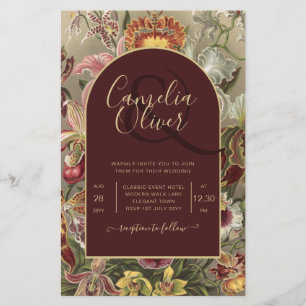 Stunning Vintage Botanical Burgundy Floral Weddin Flyer