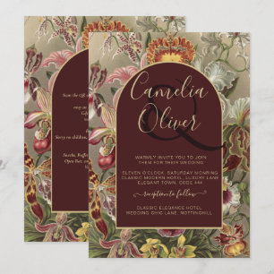 Stunning Vintage Botanical Burgundy Floral Weddin Invitation