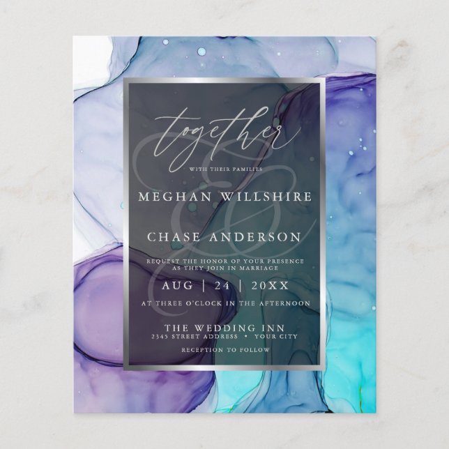 Stunning Violet Aqua Liquid Abstract Ink 2 (Front)