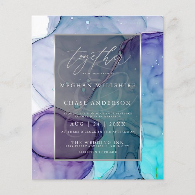 Stunning Violet Aqua Liquid Abstract Ink 3 (Front)