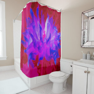 Stunning Violet Blue and Hot Pink Cactus Dahlia Shower Curtain