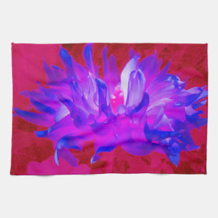 Stunning Violet Blue and Hot Pink Cactus Dahlia Tea Towel