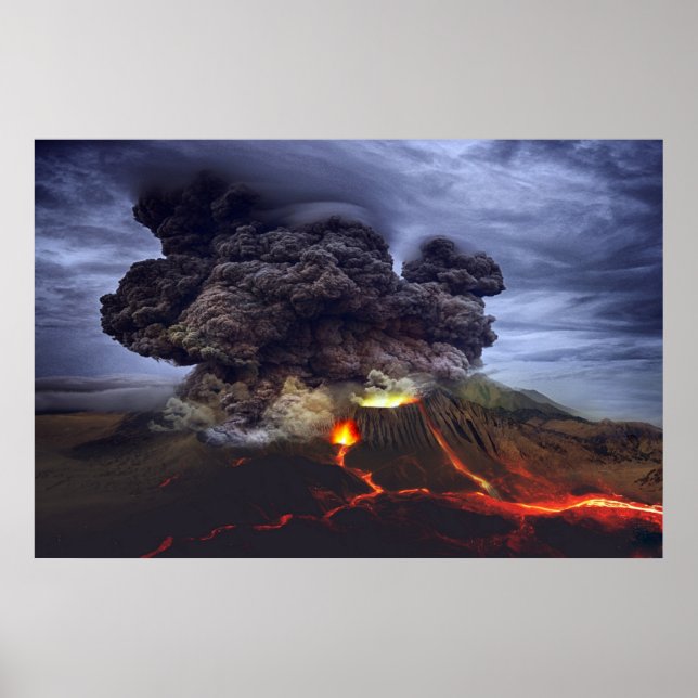 Stunning volcano eruption poster (Front)