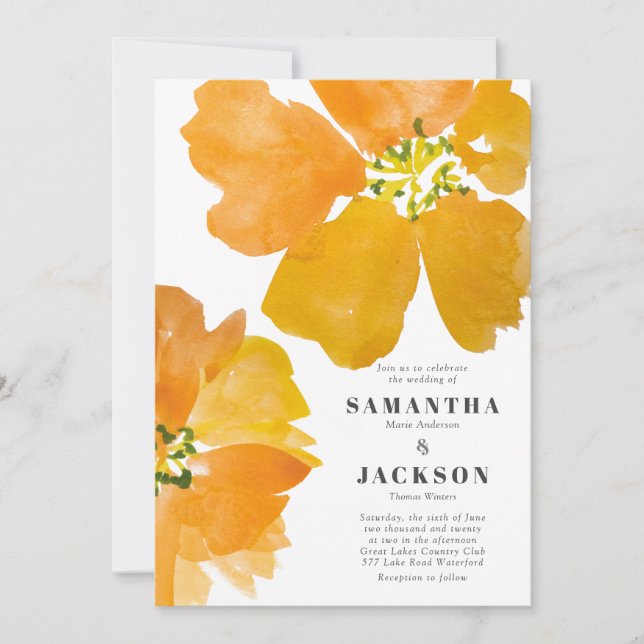 Stunning Watercolor Flower Wedding Invitation (Front)
