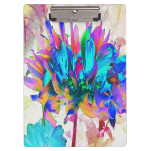 Stunning Watercolor Rainbow Cactus Dahlia Clipboard