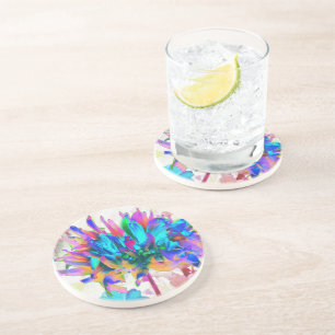 Stunning Watercolor Rainbow Cactus Dahlia Coaster