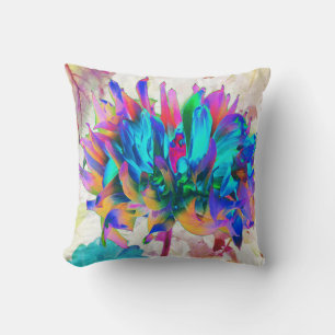 Stunning Watercolor Rainbow Cactus Dahlia Cushion
